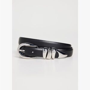 Madewell Chunky Leather Belt with Silver Buckle